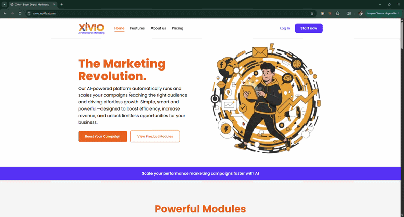 Xivio marketing website homepage